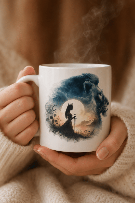 Tasse "la femme et le lion" porté à la main