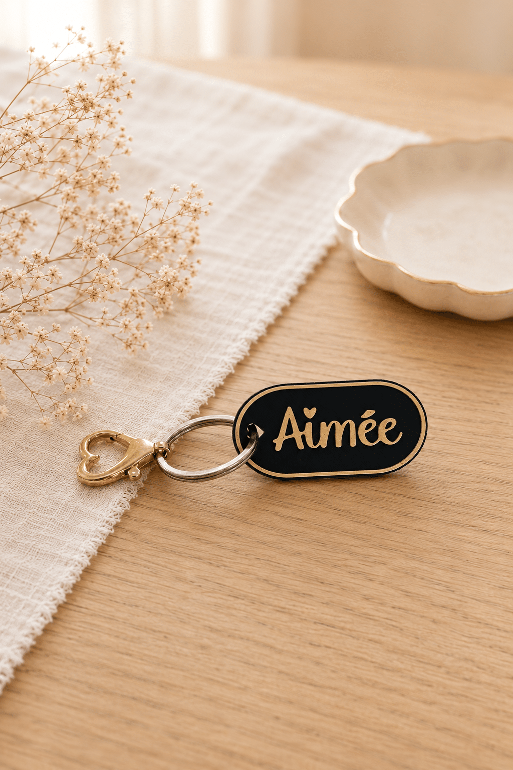 Porte-clés "Aimée" noir/doré