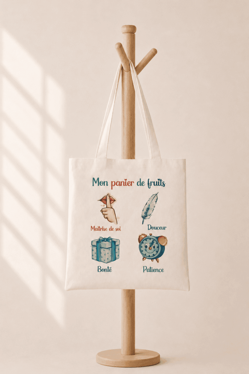 Tote bag Mon panier de fruits – cote douceur et patience V2